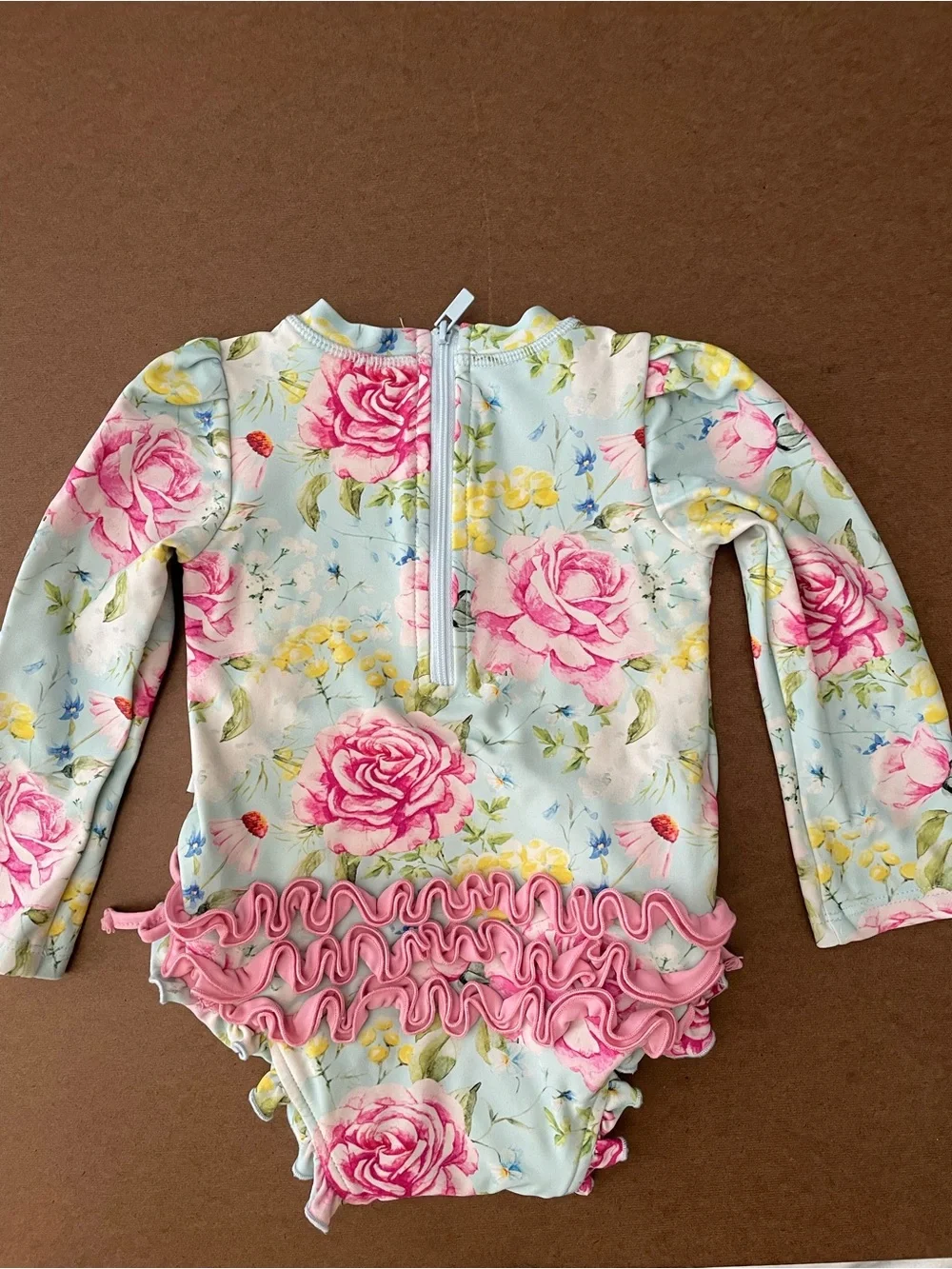 Posh Peanut  Floral Long-Sleeve Rash Guard One-Piece Swimsuit